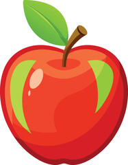red apple with leaf