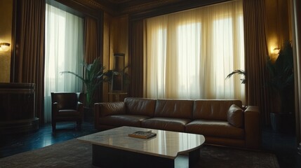 Fototapeta premium Elegant Living Room with Natural Light and Classic Decor