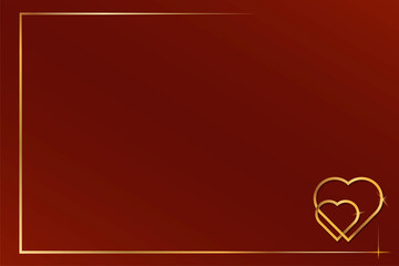 the red background with gold heart in valentines concept