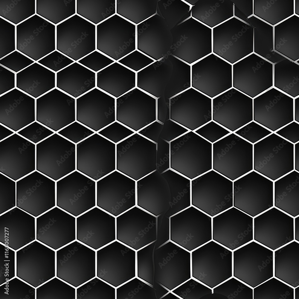 Aufkleber a geometric pattern featuring hexagonal shapes in black and white.