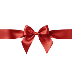 Fototapeta premium Red gift ribbon bow on transparent background PNG Generative AI