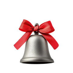 Silver Bell with Red Ribbon Decoration Detail