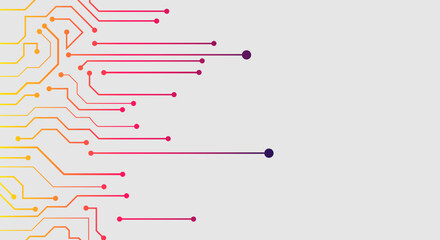 Circuit board colorful technology on gray background.  Microprocessor, Microchip, Computer Chip, CPU, Icon, Semiconductor