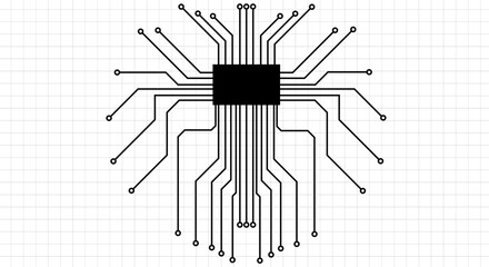 Circuit Board Hi Technology Grayscale Vector stock illustration. Cpu, Technology, Microprocessor, Microchip, Circuit board, Computer Chip, CPU, Icon, Semiconductor