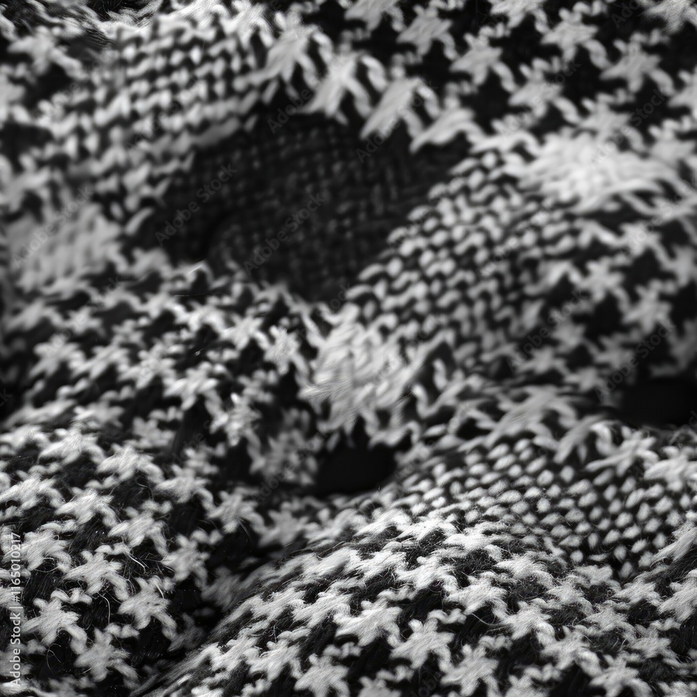 Poster close-up of a textured fabric with a black and white pattern.