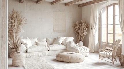 Serene Bohemian Living Room Interior Design