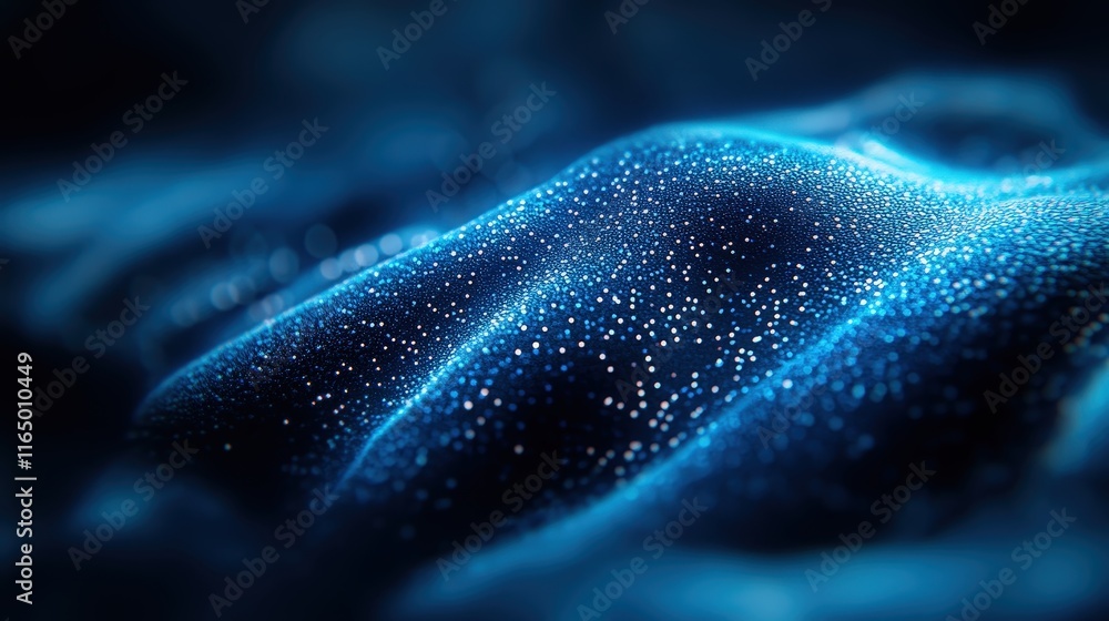 Aufkleber a dark blue wavy textured surface with shimmering particles. ideal for abstract backgrounds website 