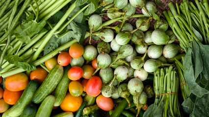 Fresh vegetables for cooking. Vegetables contain dietary fiber that helps cleanse the intestines.