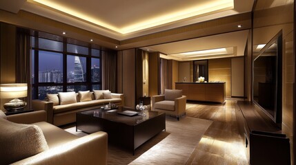 Luxury Suite with City View at Night