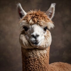 Obraz premium close-up front view of a fluffy alpaca 