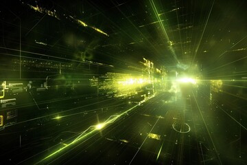 Dynamic light patterns in abstract digital space futuristic environment visual art technology concept