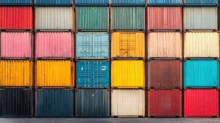 Fototapeta premium Colorful Stack of Shipping Containers