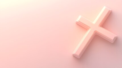 Obraz premium A Pale Pink Three Dimensional Cross on a Background