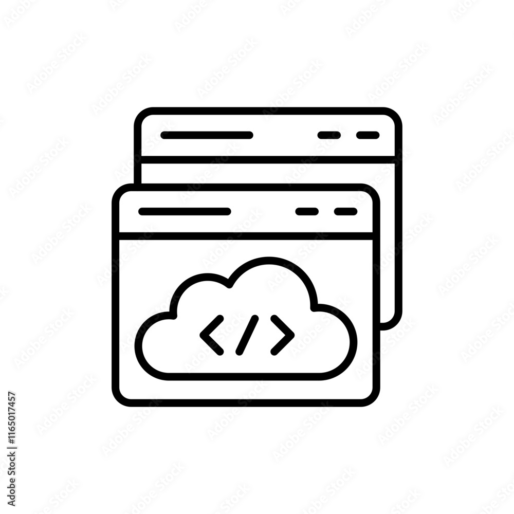 Poster cloud api outline icons, minimalist vector illustration ,simple transparent graphic element .isolate