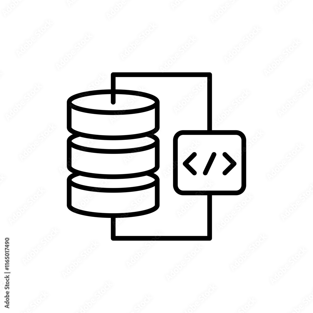 Poster api database outline icons, minimalist vector illustration ,simple transparent graphic element .isol