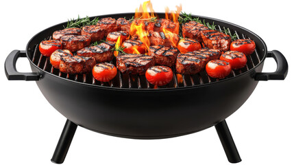 meat on the grill isolated on white background