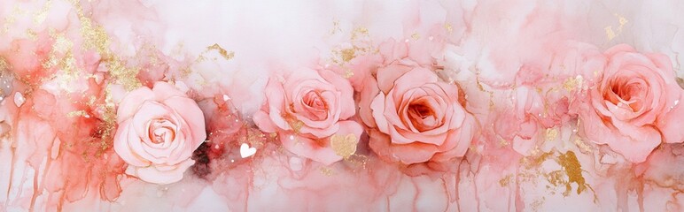 Obraz premium A soft watercolor illustration of pink roses, evoking a sense of beauty and elegance.