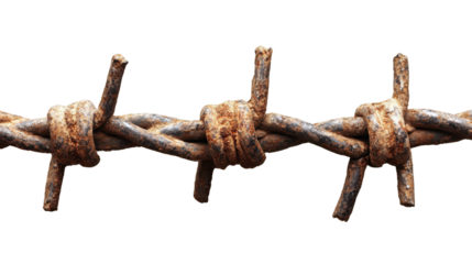 rusty barbed wire isolated on white background