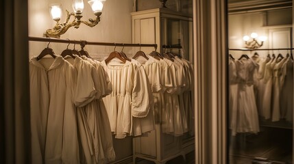 Naklejka premium Backstage dressing room filled with colorful costumes and props, symbolizing creativity, preparation, and the magic of transformation in performing arts