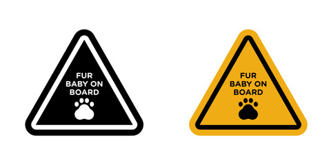 Fur baby on board sign vectors in flat style