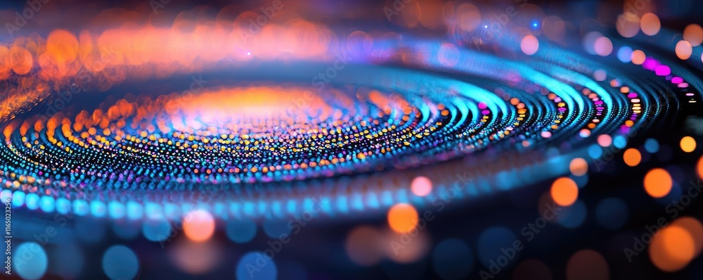 Poster starry abstract background idea. bright, swirling lights create a digital pattern, symbolizing advan