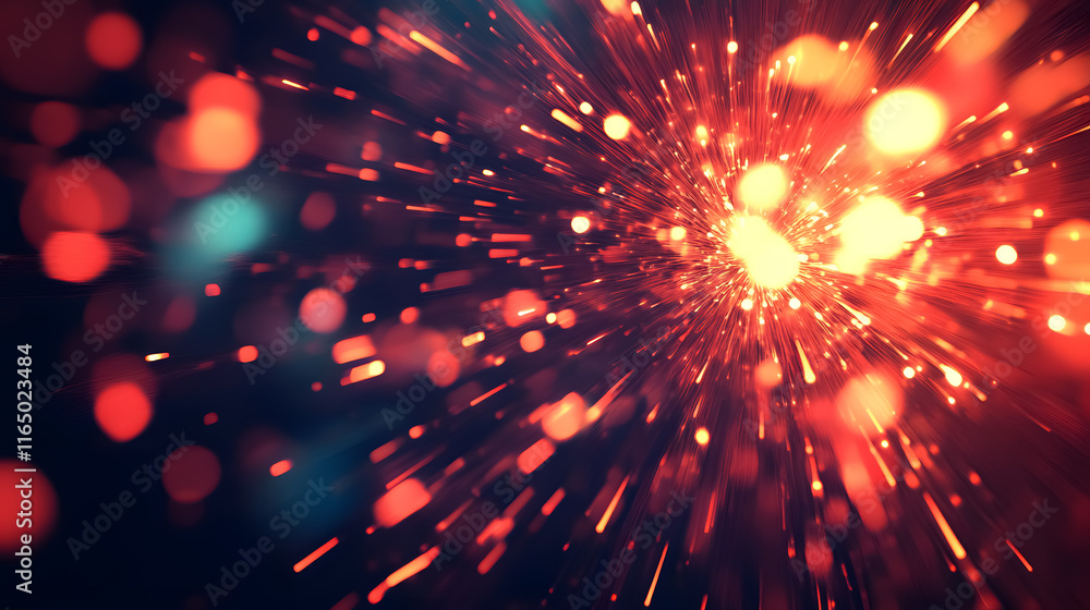 Poster an abstract fireworks background featuring space for text.