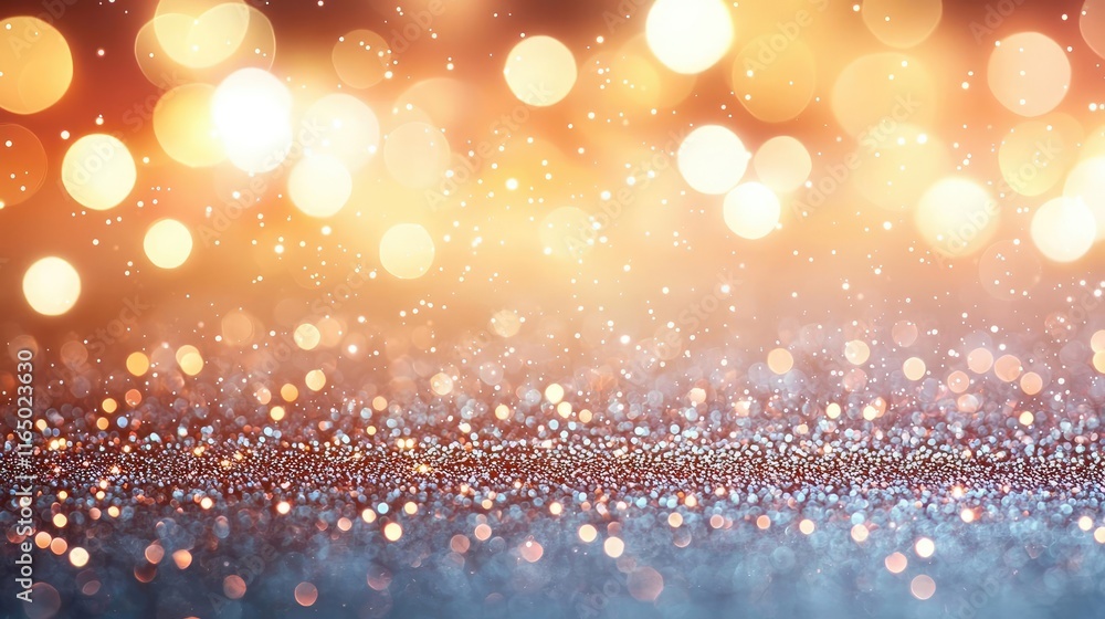 Poster starry abstract background idea. shimmering bokeh background with golden and blue tones for festive 