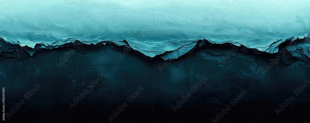 Aufkleber torn abstract background concept. a mesmerizing view of ocean waves blending shades of blue and gree