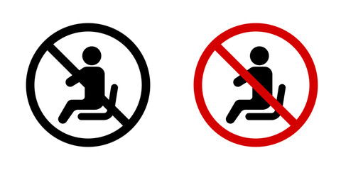 No sitting sign vectors in flat style