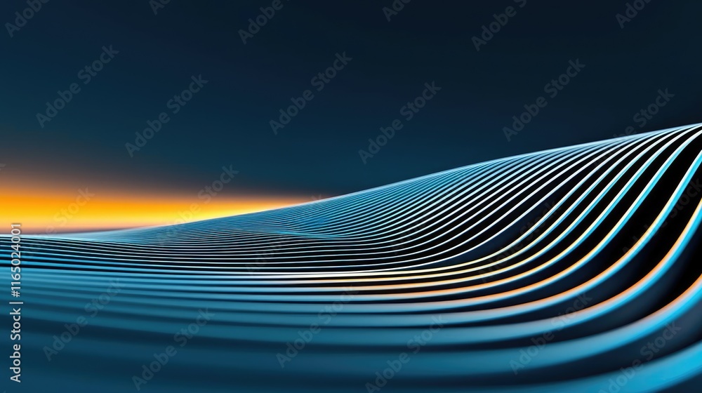 Poster Noise abstract background idea. Abstract landscape featuring undulating lines and a serene color gradient at twilight.