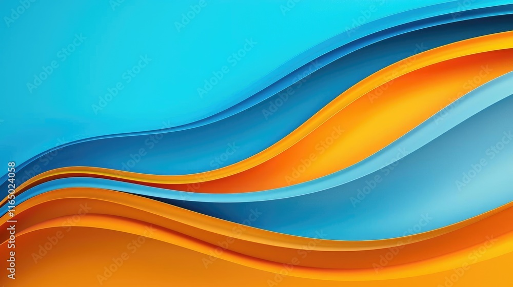 Poster Noise abstract background idea. Vibrant waves of blue and orange create a dynamic and modern abstract background.