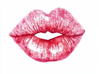 Kiss mark made with lipstick, clipart on a white background