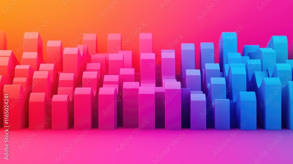 Poster noise abstract background idea. colorful 3d bars with gradient shades representing data visualizatio