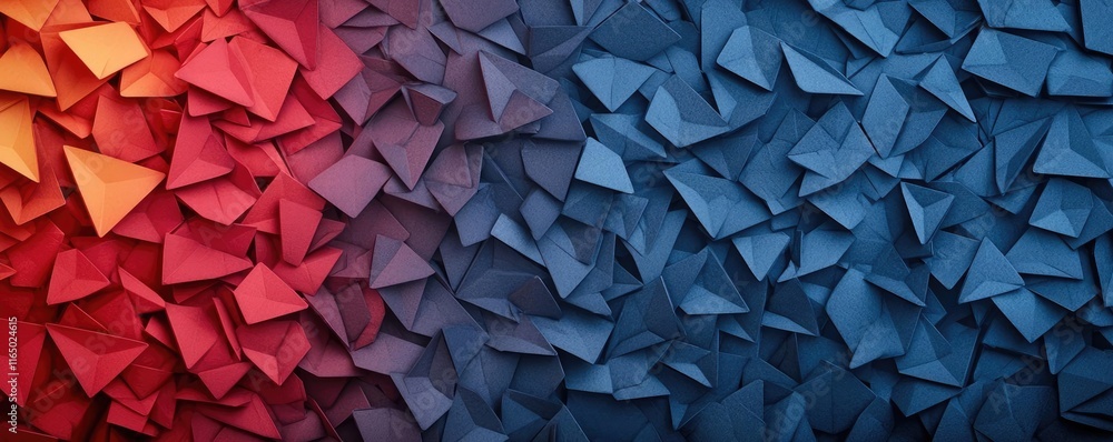 Poster Noise abstract background idea. A vibrant abstract background with layered triangular shapes in red and blue tones.