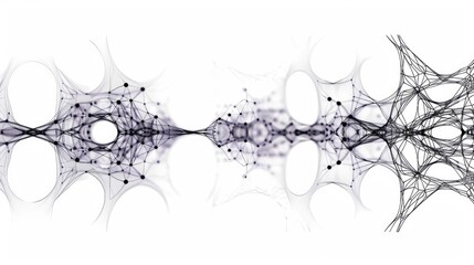 Abstract network visualization depicting interconnected nodes and structures.