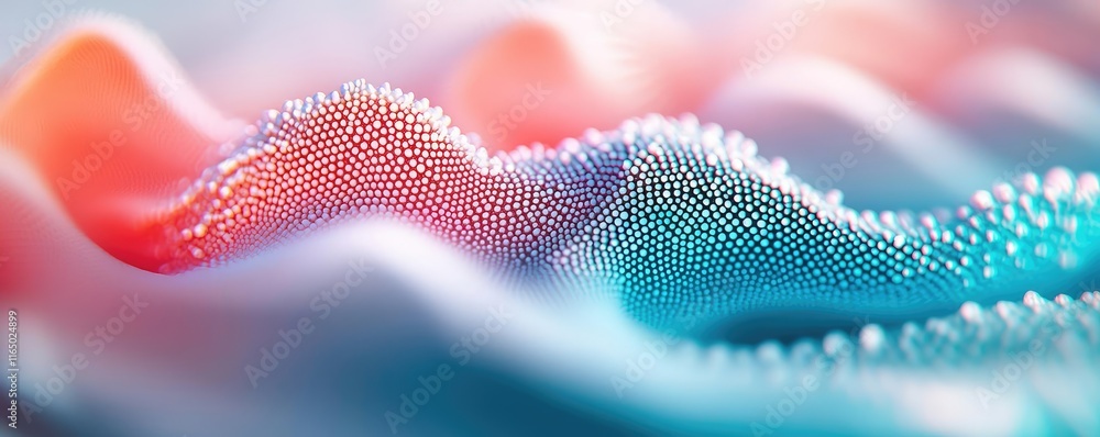Poster Noise abstract background idea. Abstract wave composition with colorful dots creating a vibrant visual effect.