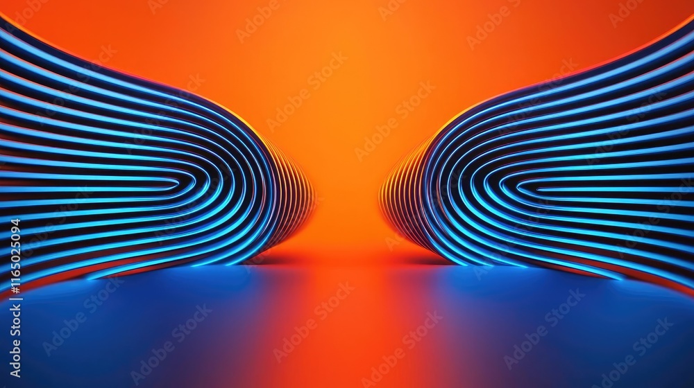 Aufkleber Noise abstract background idea. Abstract design with vibrant blue and orange lines creating a dynamic visual effect.