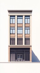 Fototapeta premium Architectural Design of a Modern Multi-Storey Building with Classic Facade and Detailed Windows