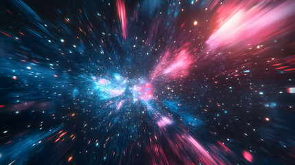 Naklejka premium An abstract illustration of space travel and hyper jumps in 3D.