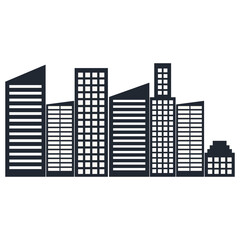 Obraz premium Modern City Skyline Silhouette Isolated on White Background. 