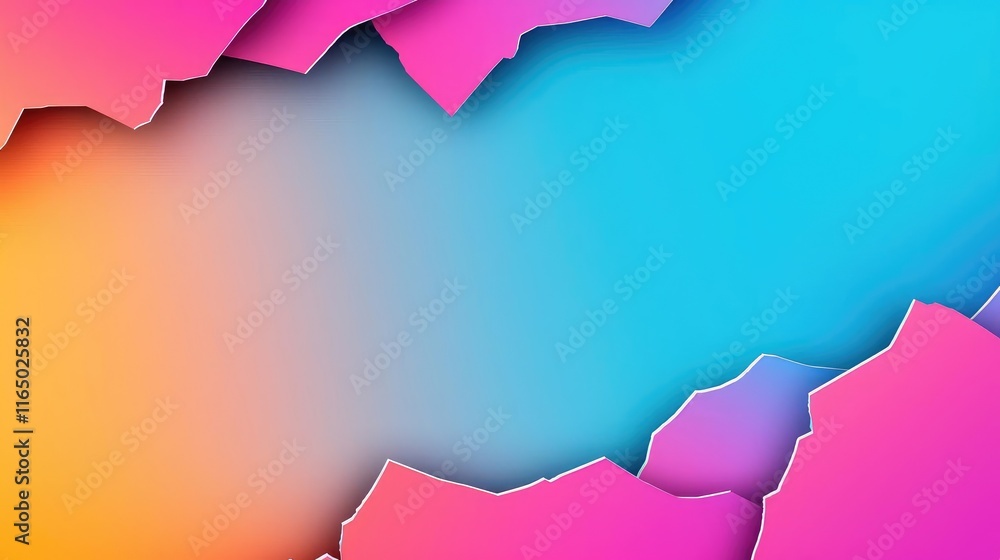 Poster Torn abstract background concept. Vibrant abstract background with colorful gradients in dynamic geometric shapes.