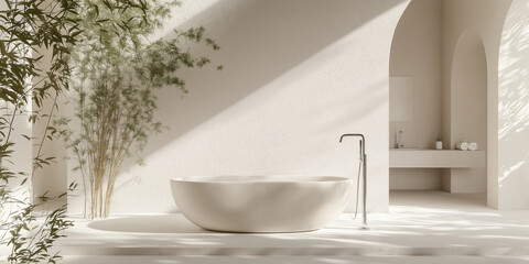 Sleek Freestanding Glass Bathtub with Smooth Contours and Modern Design.