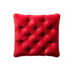 Obraz premium Elegant Tufted Red Velvet Cushion with Button Detailing