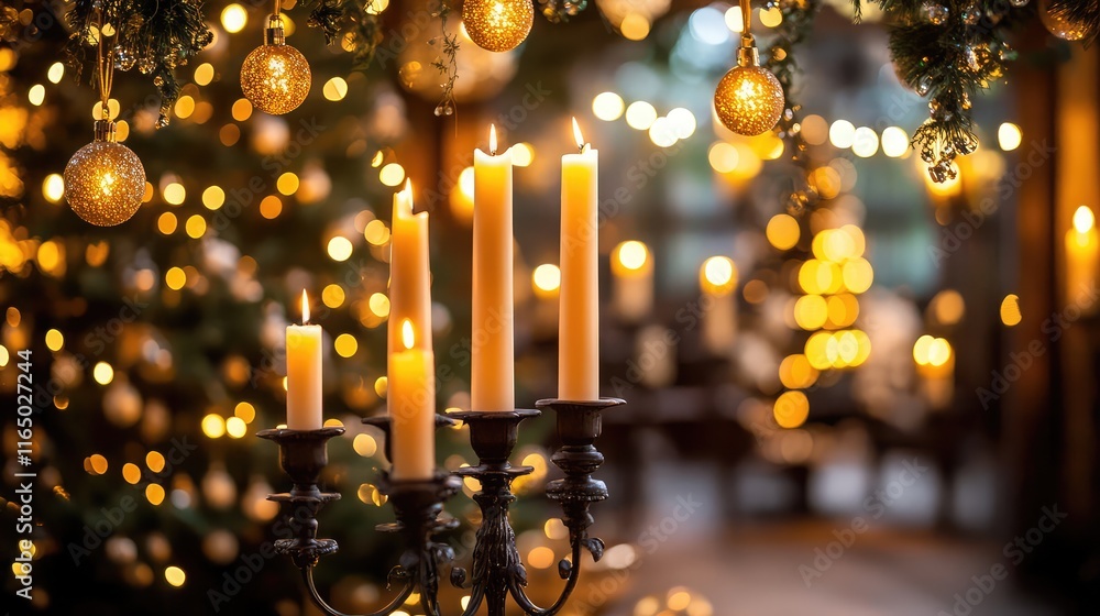Poster a black drop background with soft bokeh lights in warm golden tones, creating a dreamy and celebrato