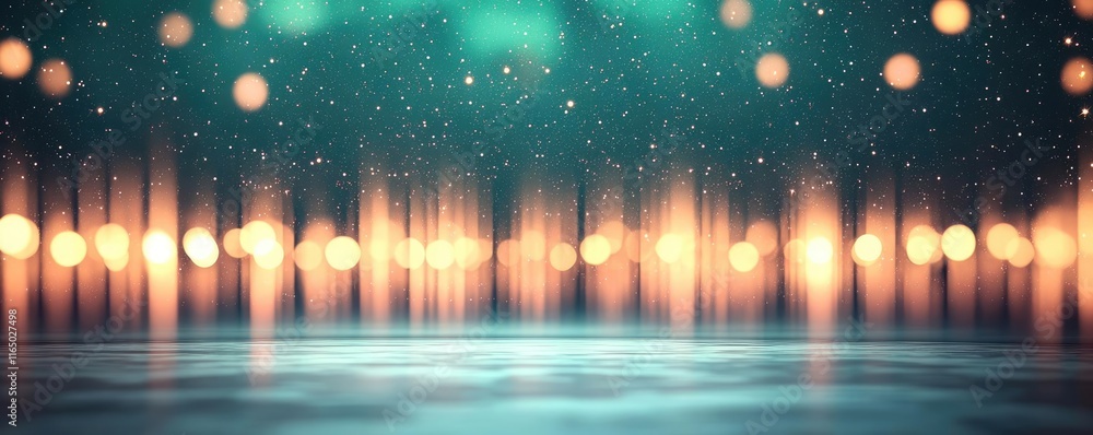 Poster Starry abstract background idea. Abstract background with glowing lights and shimmering reflections in a calming atmosphere.
