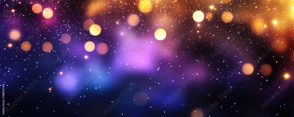 Aufkleber Starry abstract background idea. Colorful abstract background with bokeh lights and cosmic elements for digital design.