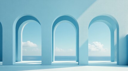 A calm and soothing baby blue background with a hint of white fog creating a fresh, open atmosphere.