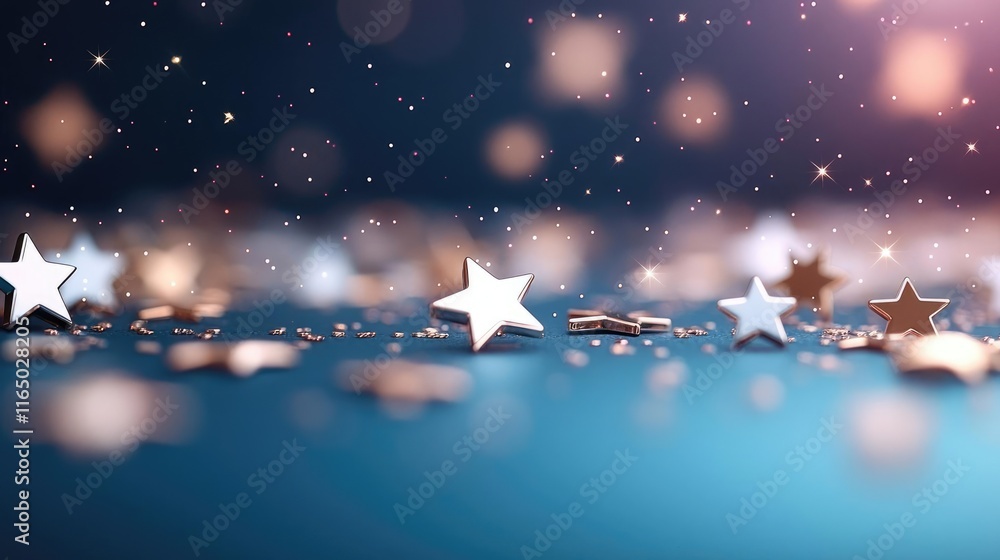Poster starry abstract background idea. beautiful sparkling stars scattered on a vibrant blue surface for f