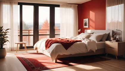 living room with bed