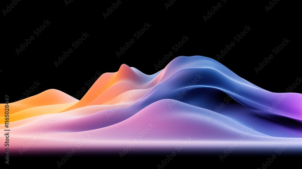 Poster abstract colorful waves creating a smooth, flowing landscape.